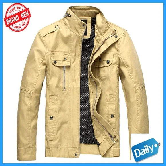 Lightweight Cotton Jacket Casual Field Coat Windbreaker Men's Military Style
